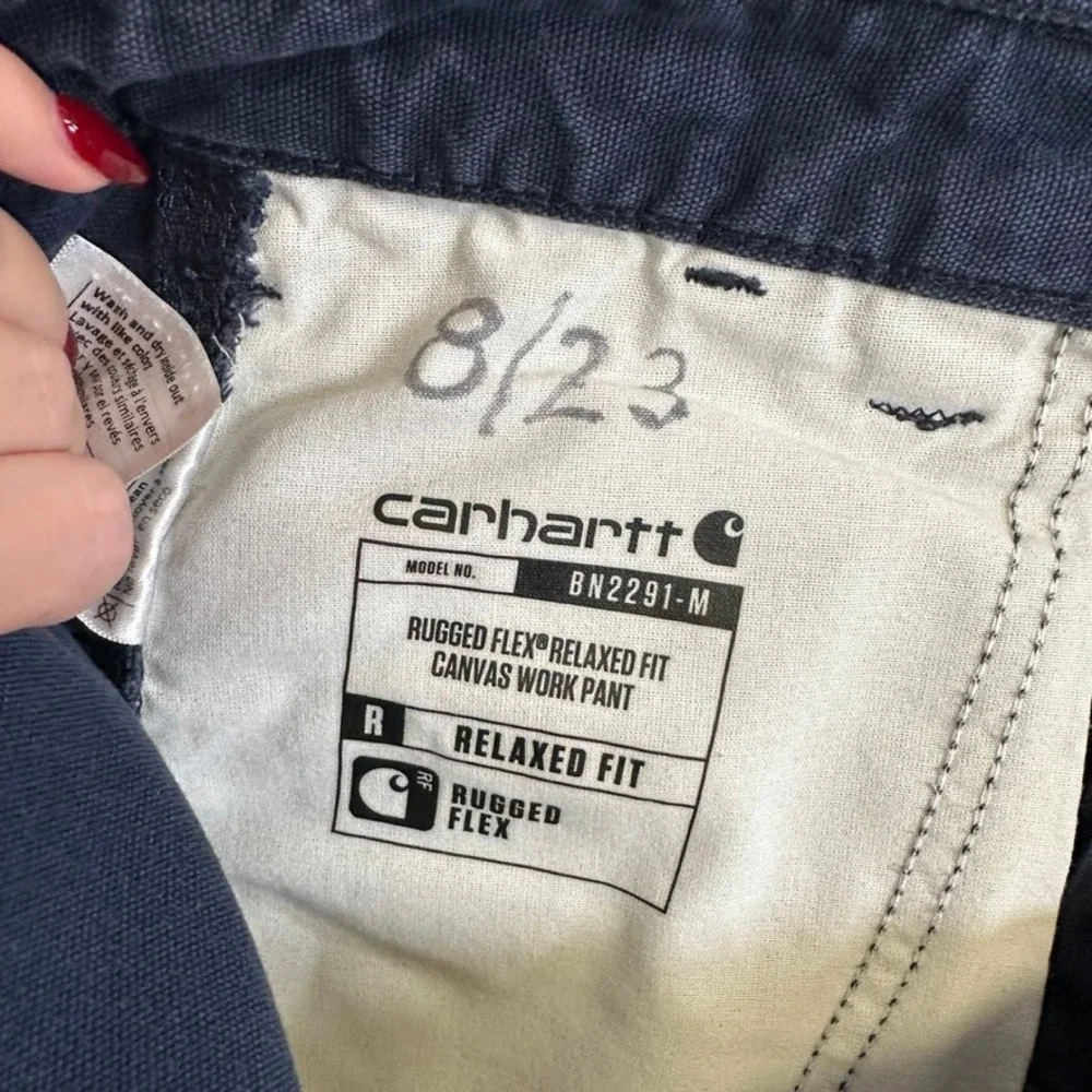 Carhartt Relaxed Fit Canvas Work Pants Navy Blue 30x30 Mens Utility Trousers